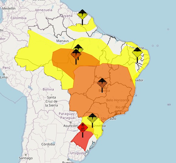 Alerta de Calor Extremo no Sul e Temporais no Sudeste: Previsão do Tempo Para Quarta-Feira Alerta de Calor Extremo no Sul e Temporais no Sudeste: Previsão do Tempo Para Quarta-Feira