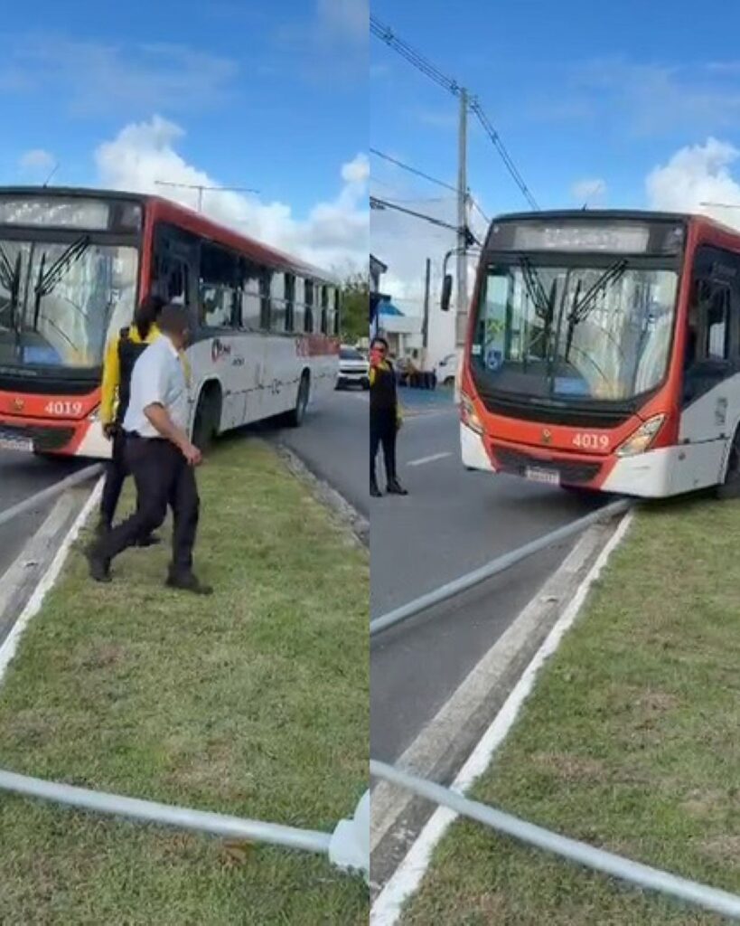 Motorista de ônibus perde controle e bate em poste em Maceió; Veja o Vídeo Motorista de ônibus perde controle e bate em poste em Maceió; Veja o Vídeo