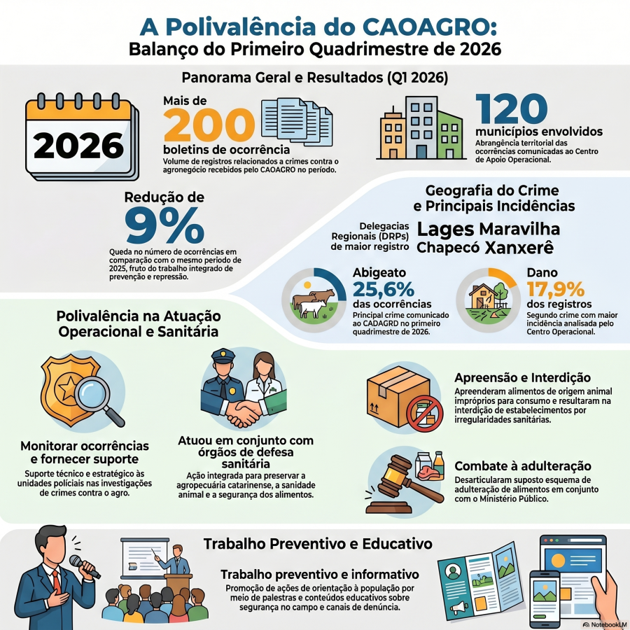 Crimes contra o Agronegócio em Santa Catarina Registram Queda de 9% em 2026