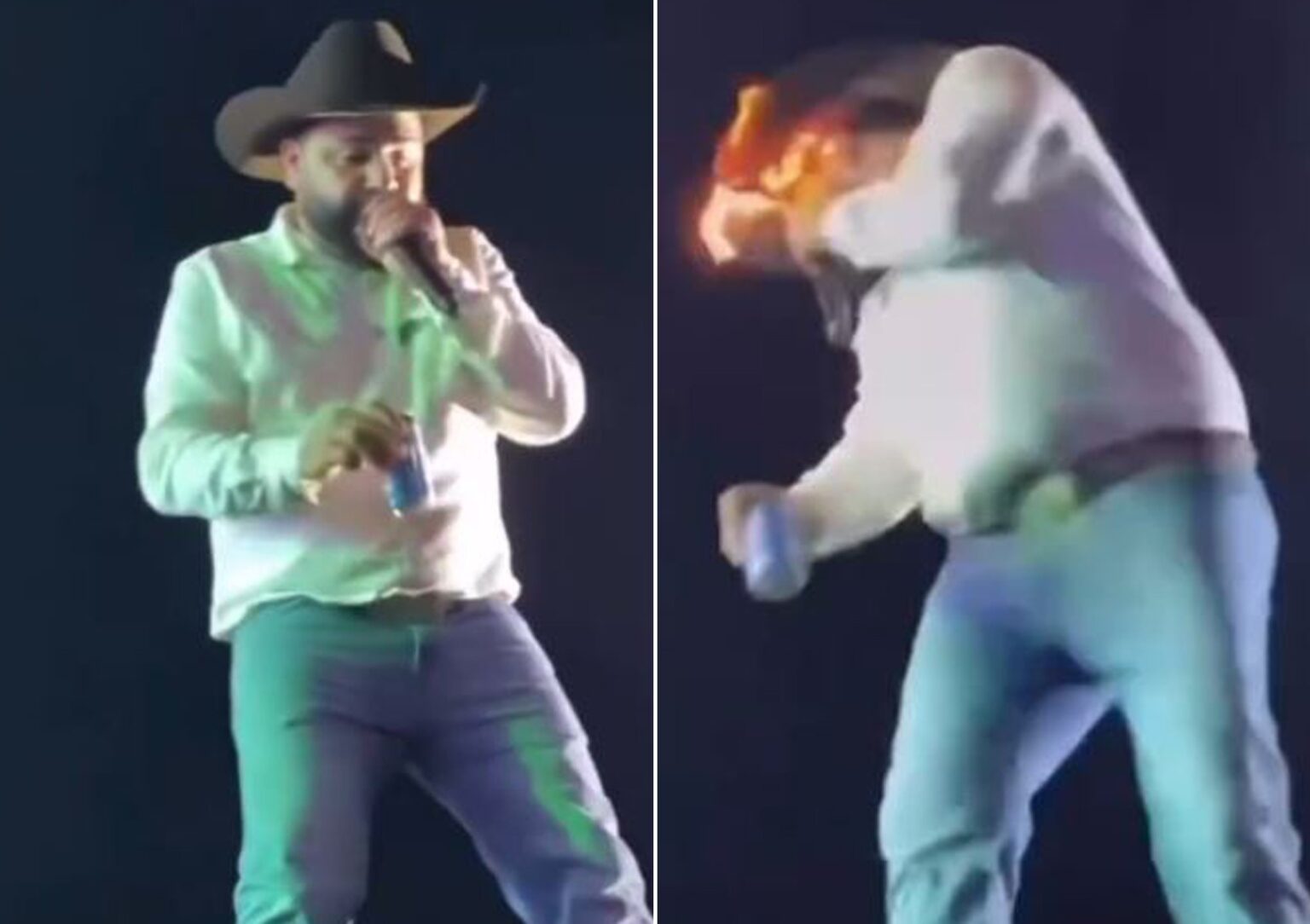 Léo, do Sertanejo, sofre acidente com fogo durante show em Pontal (SP)