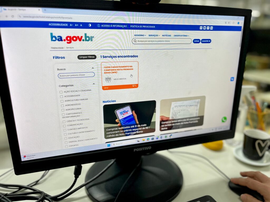 Cadastro na Nota Premiada Bahia Facilita Inscrição pelo Portal Ba.gov.br
