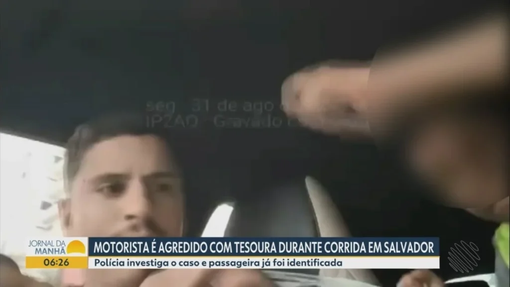 Passageira ataca motorista de app com tesoura em Salvador e é investigada por lesão corporal