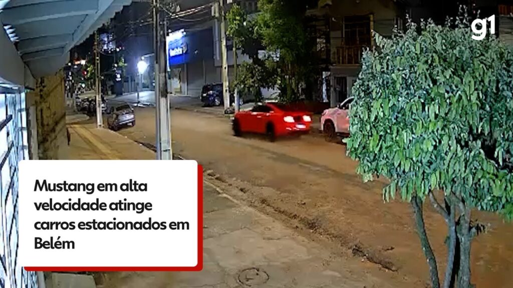 Mustang em Alta Velocidade Colide com Carros Estacionados em Belém