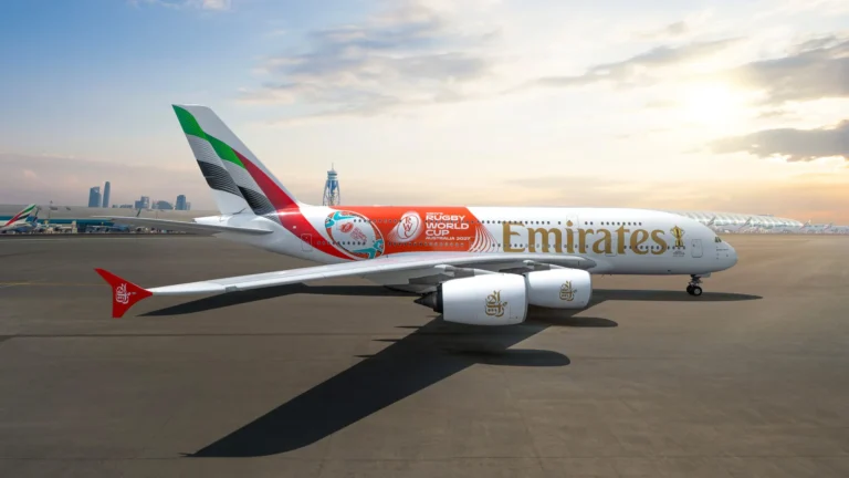 Nova pintura da Emirates destaca Copa do Mundo de Rugby Masculino de 2027 em Sydney