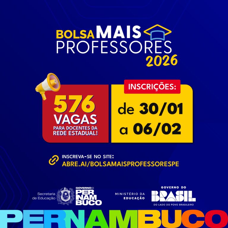 Inscrições Abertas para 576 Bolsas do Programa Mais Professores em Pernambuco