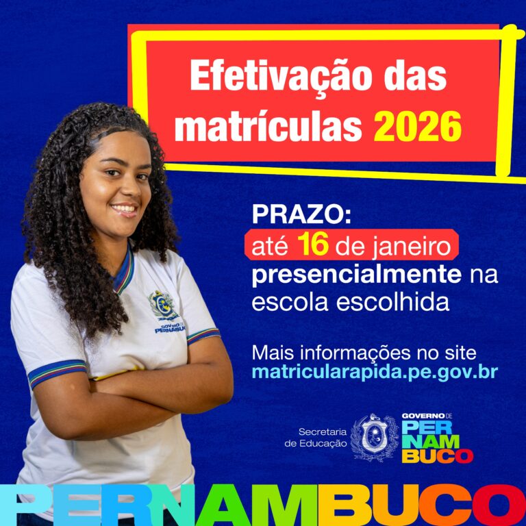 Matrículas para 2026 na Rede Estadual de Ensino de Pernambuco: Começa a Etapa Presencial