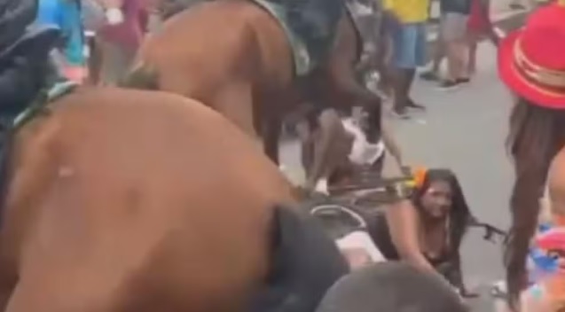 Cavalo da Polícia Militar Cai em Evento no Recife: Foliões Feridos Durante o Galo da Madrugada Cavalo da Polícia Militar Cai em Evento no Recife: Foliões Feridos Durante o Galo da Madrugada