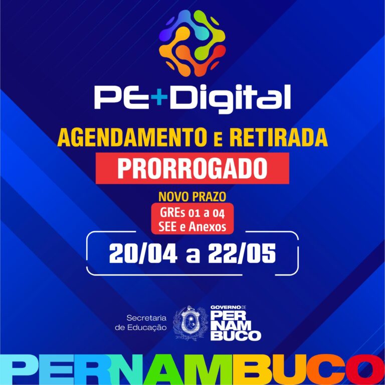 PE + Digital: Prazo Ampliado para Agendamento e Retirada de Notebooks para Servidores em Recife PE + Digital: Prazo Ampliado para Agendamento e Retirada de Notebooks para Servidores em Recife