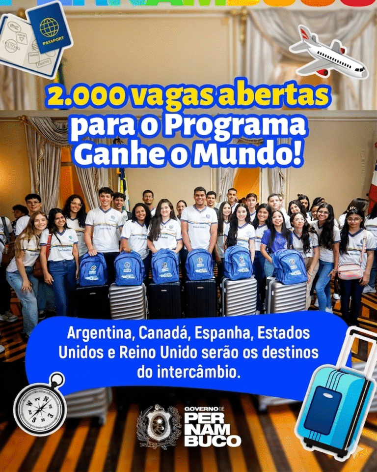 Governo de Pernambuco Oferece 2.000 Vagas no Programa Ganhe o Mundo