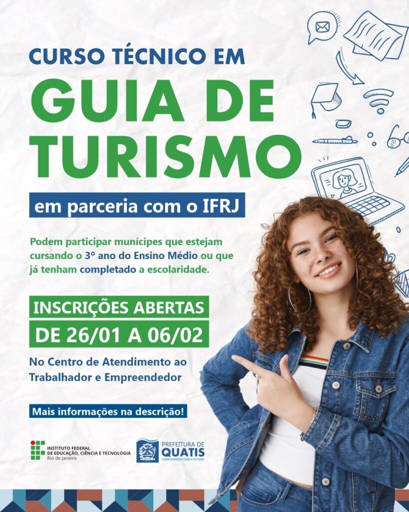 Inscrições Abertas para Curso Técnico Gratuito em Guia de Turismo em Quatis