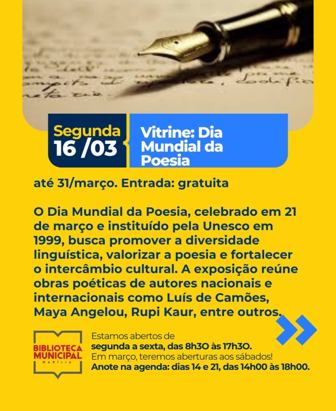 Exposição em Marília Celebra o Dia Mundial da Poesia com Obras Icônicas Exposição em Marília Celebra o Dia Mundial da Poesia com Obras Icônicas
