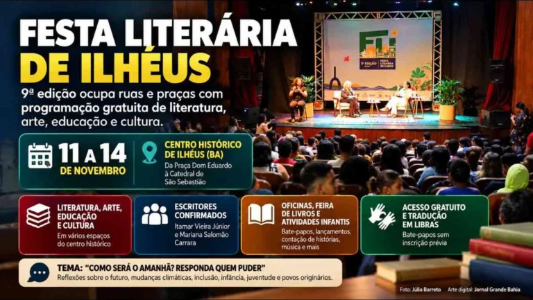 9ª Festa Literária de Ilhéus reúne literatura, arte e cultura com programação gratuita
