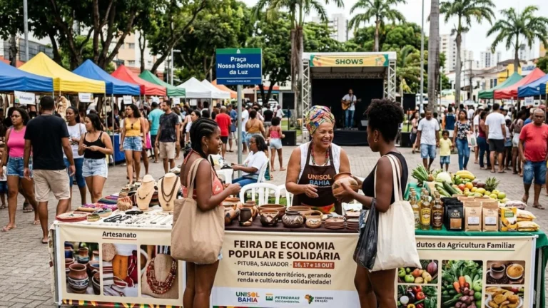 Feira de Economia Popular e Solidária em Salvador reúne artesanato e gastronomia para fortalecer neg