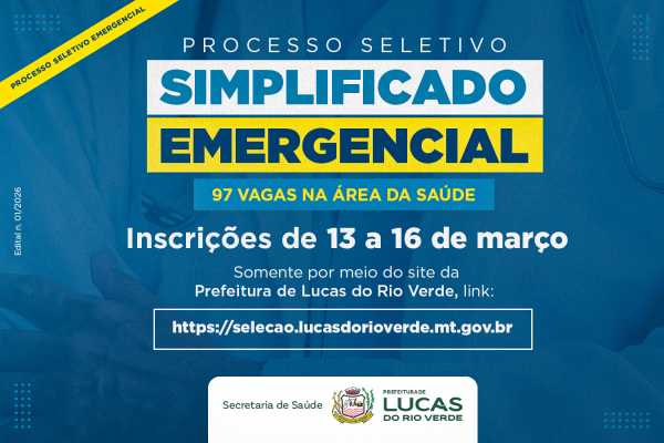 Prefeitura de Lucas do Rio Verde Anuncia 97 Vagas na Saúde: Participe do Processo Seletivo Prefeitura de Lucas do Rio Verde Anuncia 97 Vagas na Saúde: Participe do Processo Seletivo