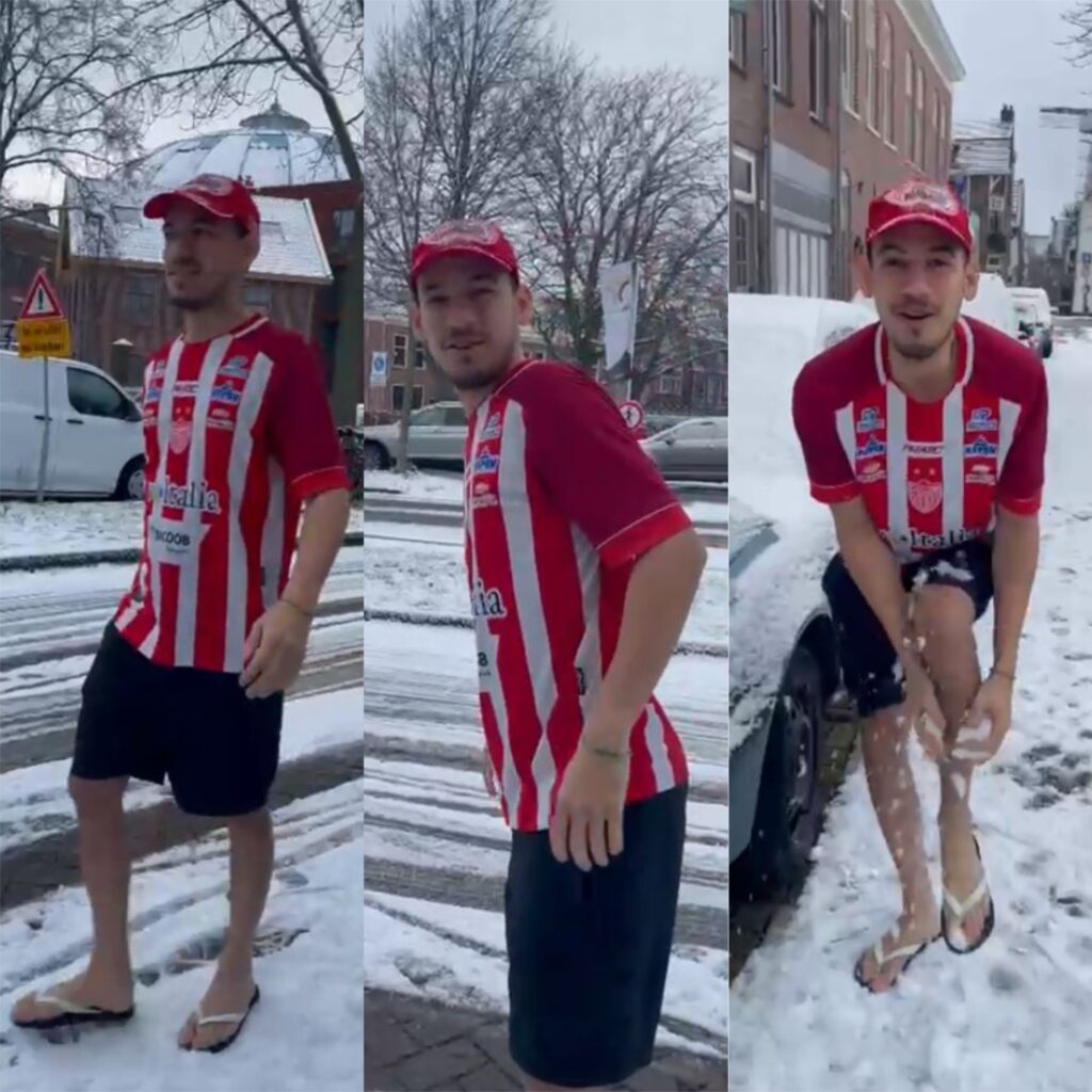 Potiguar Viraliza ao Caminhar de Bermudas e Chinelo na Neve da Europa Potiguar Viraliza ao Caminhar de Bermudas e Chinelo na Neve da Europa