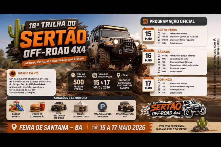 18ª Trilha do Sertão Off-Road promete agitar Feira de Santana em maio de 2026