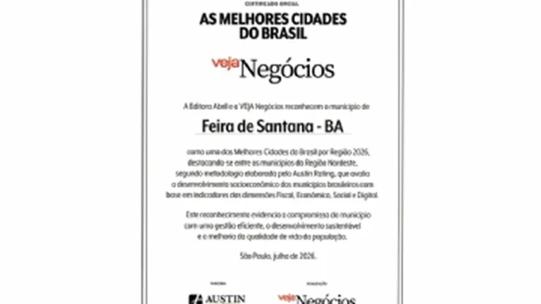 Feira de Santana se destaca entre as melhores cidades do Brasil por desempenho econômico e social