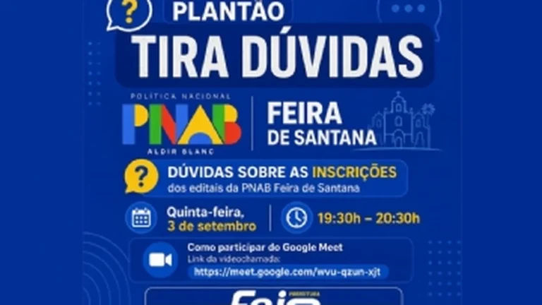 Plantão tira-dúvidas esclarece inscrições nos editais da PNAB em Feira de Santana Plantão tira-dúvidas esclarece inscrições nos editais da PNAB em Feira de Santana