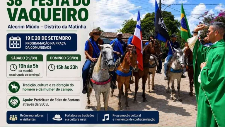 Feira de Santana celebra 38ª Festa do Vaqueiro em Alecrim Miúdo com programação intensa Feira de Santana celebra 38ª Festa do Vaqueiro em Alecrim Miúdo com programação intensa