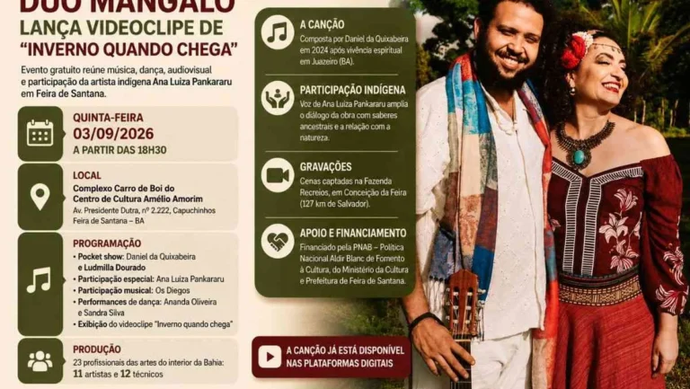 Duo Mangalô lança videoclipe de “Inverno quando chega” em evento cultural gratuito