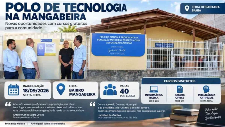 FUNTITEC inaugura Polo de Ciência e Tecnologia em Feira de Santana com cursos gratuitos