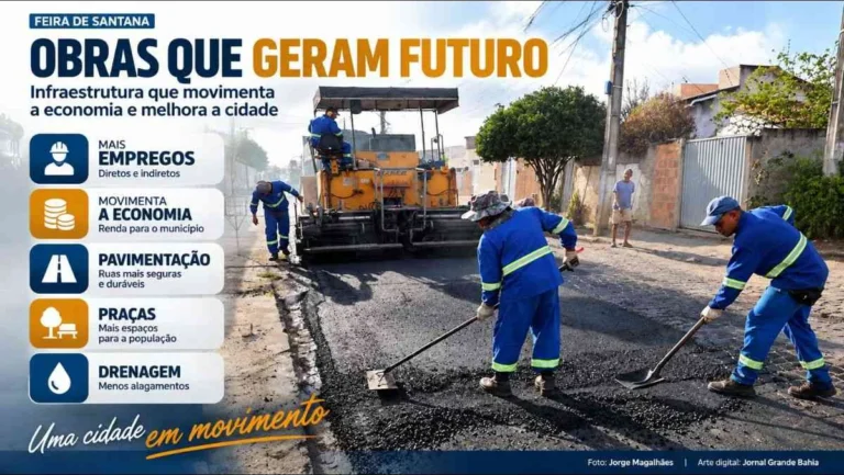 Obras em Feira de Santana impulsionam emprego e infraestrutura com investimentos públicos