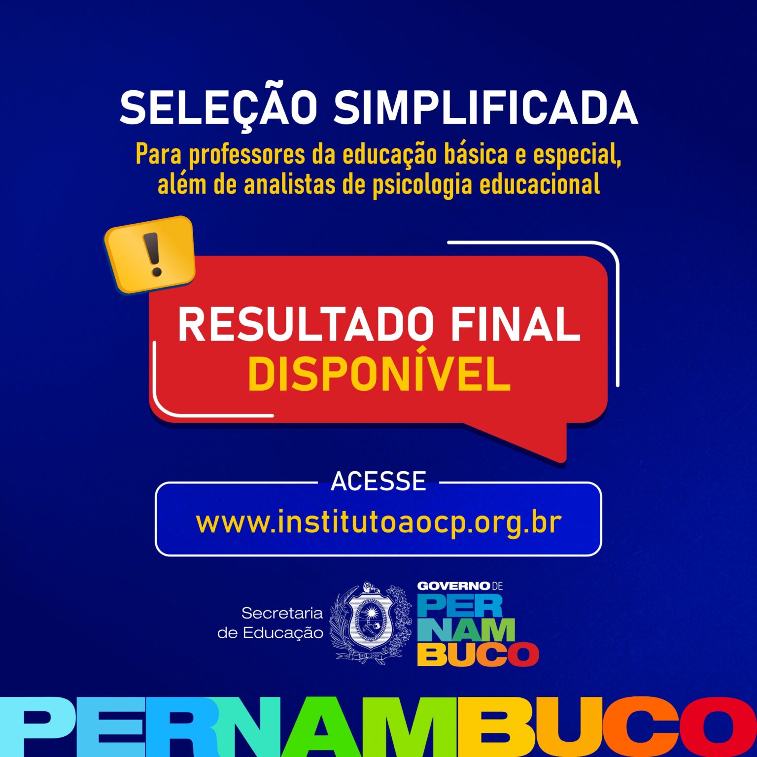 Resultado Final da Seleção Simplificada da Rede Estadual de Pernambuco é Divulgado