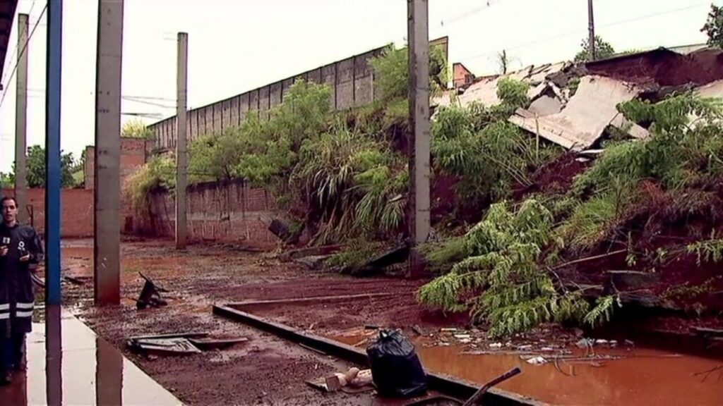 Câmera Registra Colapso de Muro em Metalúrgica de Londrina Câmera Registra Colapso de Muro em Metalúrgica de Londrina