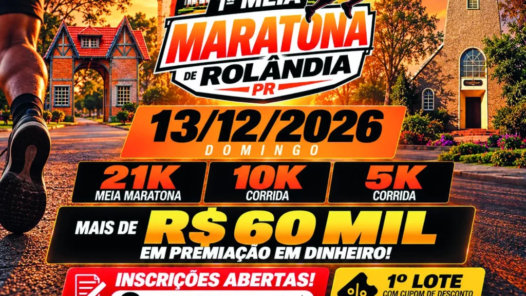 Premiação de R$ 60 mil na 1ª Meia Maratona de Rolândia atrai corredores de todo o país Premiação de R$ 60 mil na 1ª Meia Maratona de Rolândia atrai corredores de todo o país
