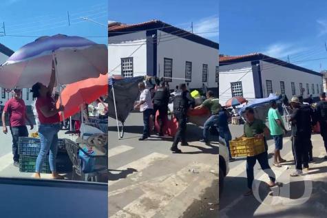 Fiscalização em Cuiabá: Ambulantes Lutam para Salvar Mercadorias em Ação Municipal Fiscalização em Cuiabá: Ambulantes Lutam para Salvar Mercadorias em Ação Municipal