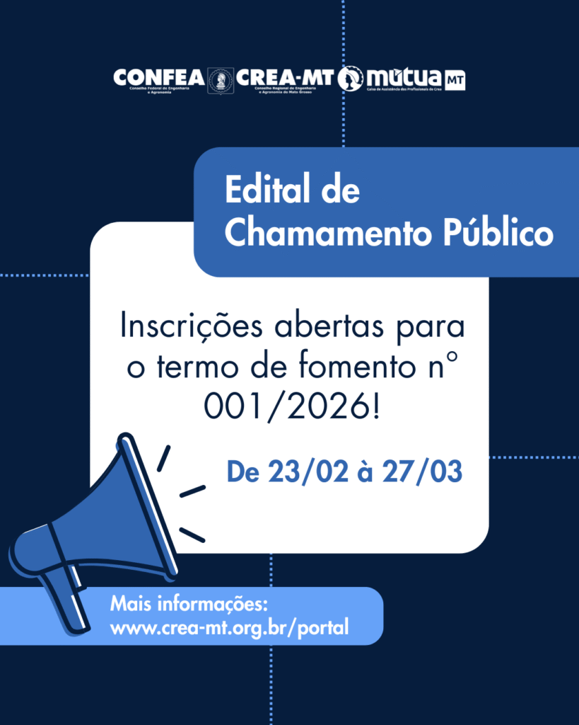 Crea-MT Lança Edital de Chamamento Público nº 001/2026 para Projetos de Parceria