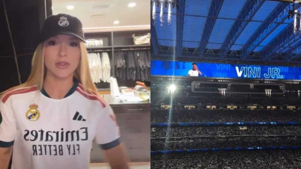 Virginia marca presença em jogo de Vini Jr e enfrenta críticas da torcida do Real Madrid