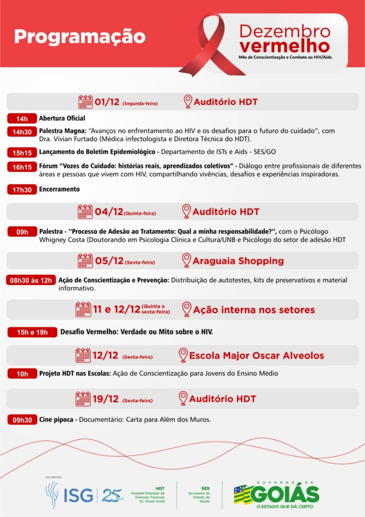 Dezembro Vermelho: HDT Promove Ações de Conscientização Sobre HIV/Aids em Goiás Imagem do artigo