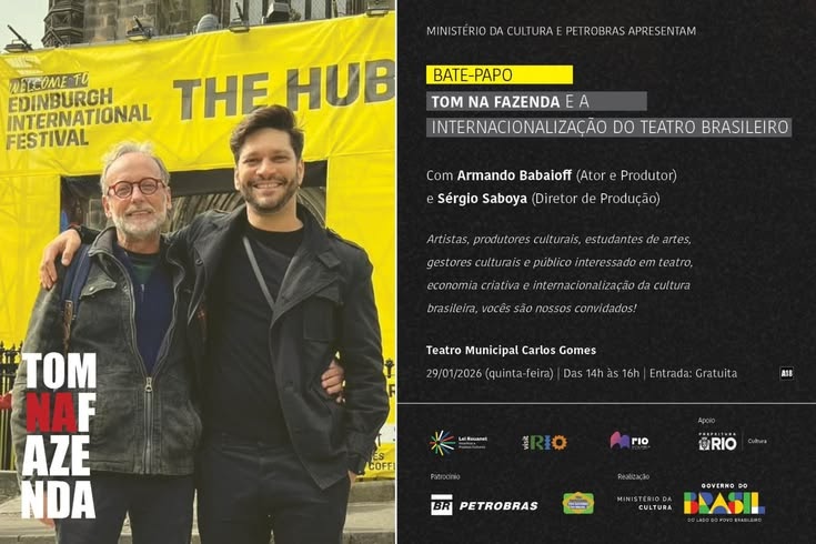 Armando Babaioff e Sergio Saboya discutem internacionalização do Teatro Brasileiro Armando Babaioff e Sergio Saboya discutem internacionalização do Teatro Brasileiro