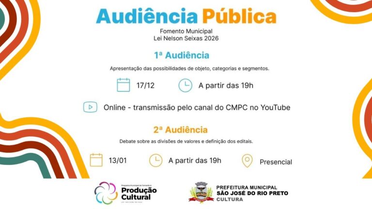Lei Nelson Seixas: Segunda Audiência Pública em 2026 em São José do Rio Preto Lei Nelson Seixas: Segunda Audiência Pública em 2026 em São José do Rio Preto