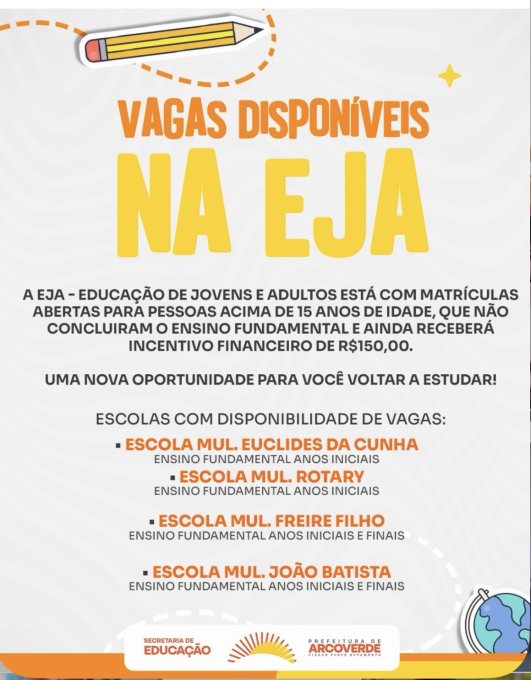Arcoverde Abre Matrículas para EJA e Promove Inclusão Educacional Arcoverde Abre Matrículas para EJA e Promove Inclusão Educacional