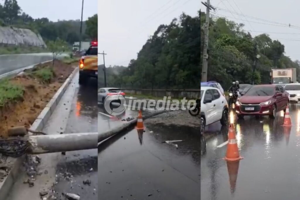 Temporal em Manaus: Queda de Poste Interdita Avenida do Turismo e Complica Tráfego Temporal em Manaus: Queda de Poste Interdita Avenida do Turismo e Complica Tráfego