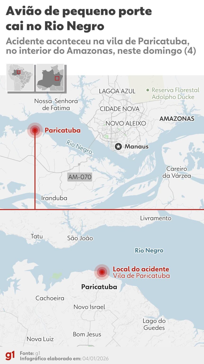Avião de Pequeno Porte Cai no Rio Negro e Deixa Dois Feridos no Interior do Amazonas Avião de Pequeno Porte Cai no Rio Negro e Deixa Dois Feridos no Interior do Amazonas