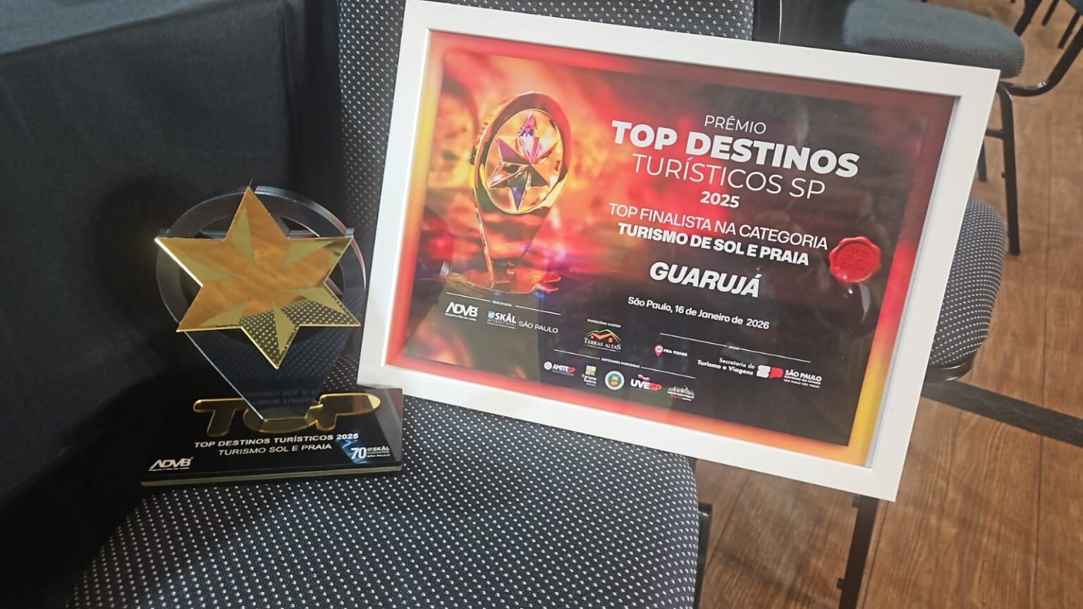 Guarujá é premiada como o Melhor Destino de Sol e Praia em 2025