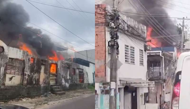 Incêndio de Grandes Proporções Destrói Residência no Bairro São Francisco em Manaus Incêndio de Grandes Proporções Destrói Residência no Bairro São Francisco em Manaus