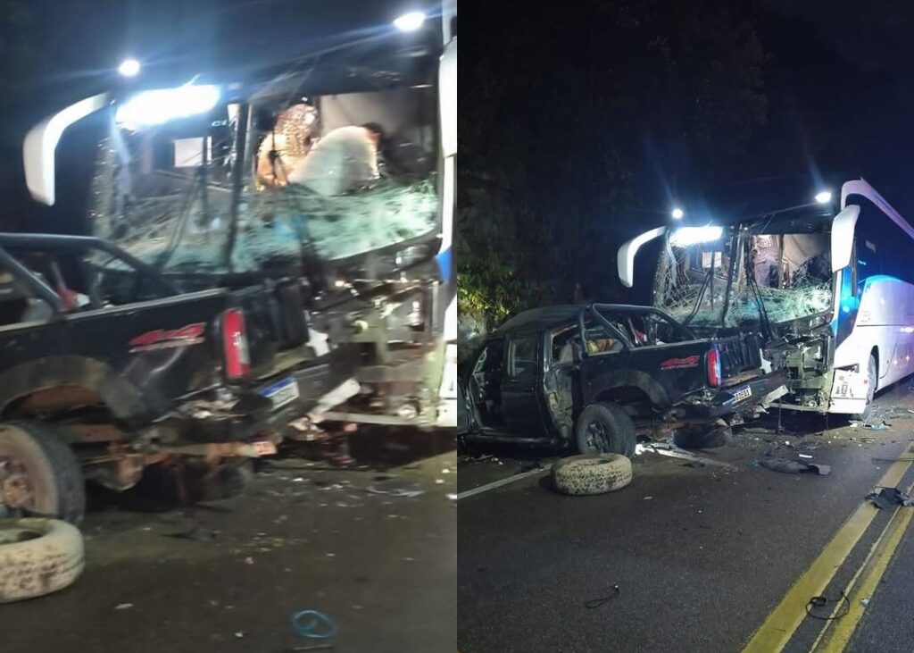 Tragédia nas Estradas: Colisão Entre Caminhonete e Ônibus Resulta em Duas Mortes Tragédia nas Estradas: Colisão Entre Caminhonete e Ônibus Resulta em Duas Mortes