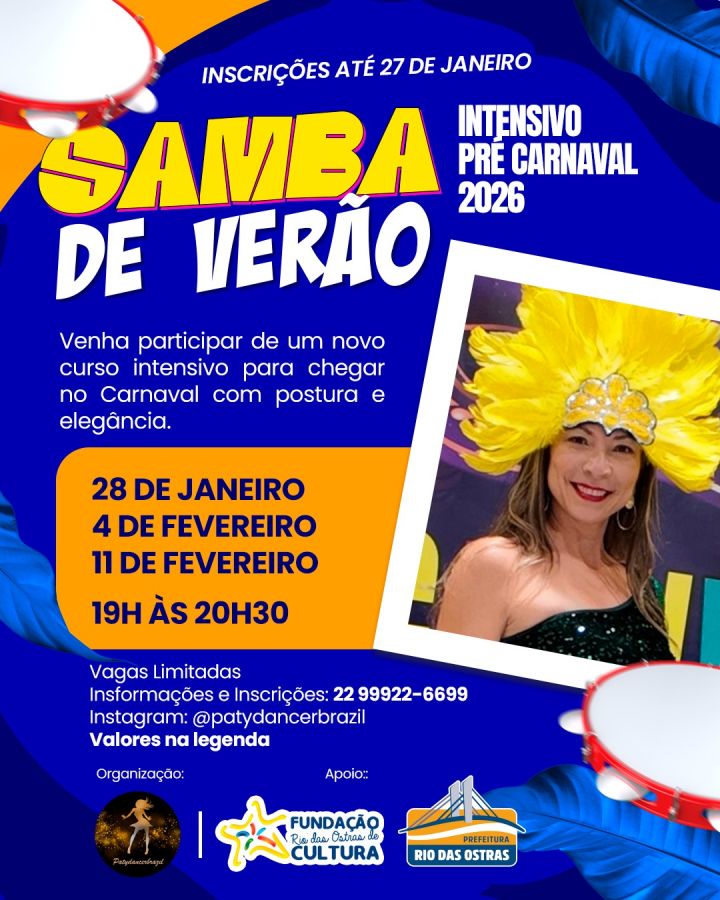 Curso Intensivo de Samba: Inscrições Abertas para Foliões em Rio das Ostras Curso Intensivo de Samba: Inscrições Abertas para Foliões em Rio das Ostras