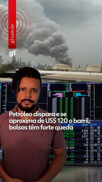 Petróleo atinge quase US$ 120 o barril; mercados enfrentam forte queda Petróleo atinge quase US$ 120 o barril; mercados enfrentam forte queda