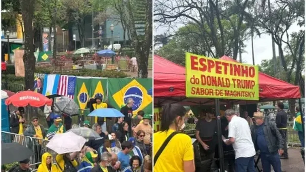 Manifestação bolsonarista em Belo Horizonte destaca símbolos internacionais e apoio a Donald Trump