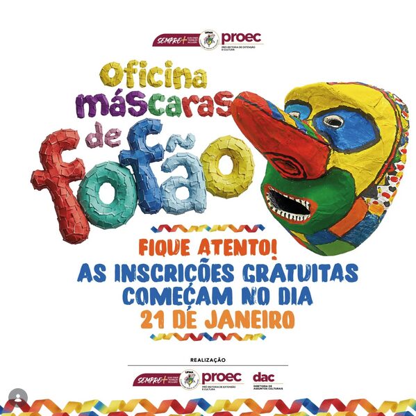 UFMA Lança Inscrições para a 9ª Oficina Máscaras de Fofão – Um Mergulho na Cultura Local UFMA Lança Inscrições para a 9ª Oficina Máscaras de Fofão - Um Mergulho na Cultura Local