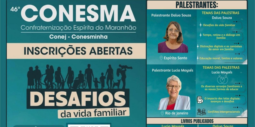 CONESMA 2026: Encontro Espírita Promete Reflexões Impactantes em São Luís CONESMA 2026: Encontro Espírita Promete Reflexões Impactantes em São Luís