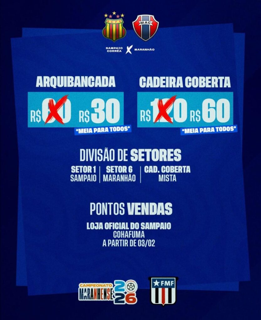 Ingressos para Sampaio x Maranhão no Maranhense 2026: Tudo que Você Precisa Saber
