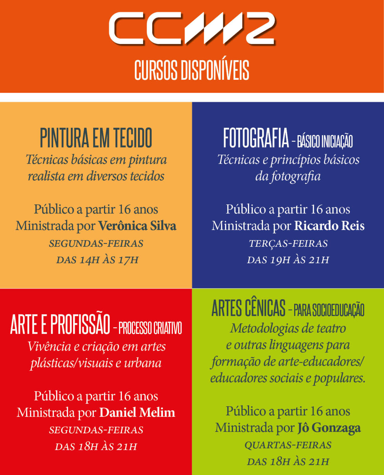 Cultura é Direito: Inscrições para o CCM² Prorrogadas até 16 de Março Cultura é Direito: Inscrições para o CCM² Prorrogadas até 16 de Março