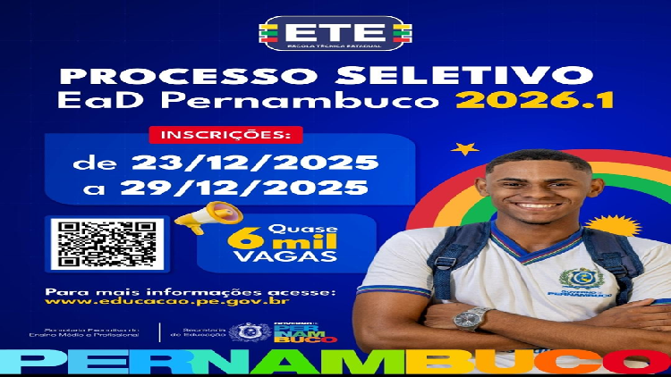 Inscrições Abertas para Cursos Técnicos EAD da ETE Pernambuco: Vagas em Petrolina Inscrições Abertas para Cursos Técnicos EAD da ETE Pernambuco: Vagas em Petrolina