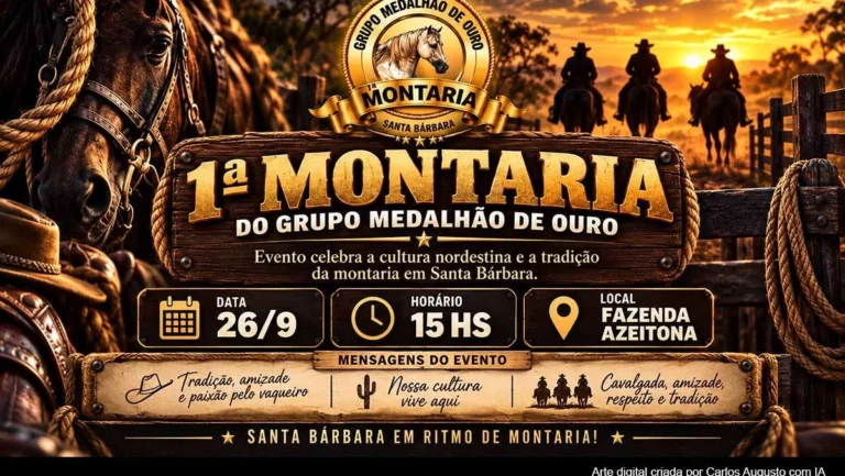 I Montaria do Grupo Medalhão de Ouro une cavalgada e música em Santanópolis I Montaria do Grupo Medalhão de Ouro une cavalgada e música em Santanópolis